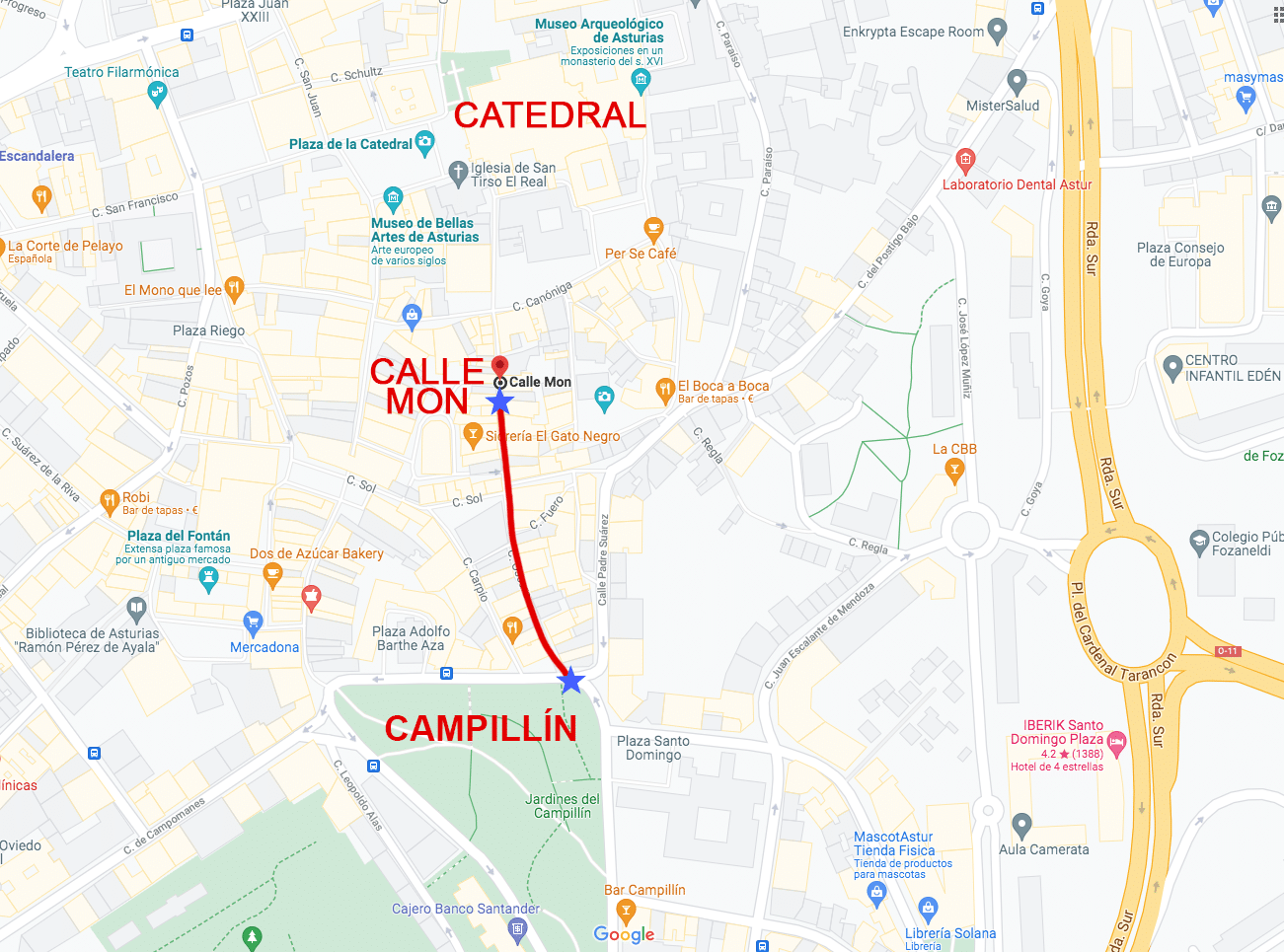 Cómo llegar a la Calle Mon de Oviedo desde el Campillín